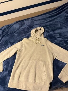 Nike Beige Speckled Pullover Hoodie with Black Logo